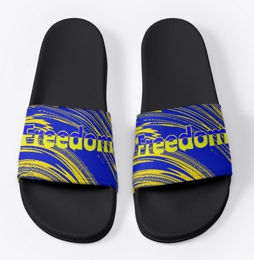 yellow and blue freedom sandals