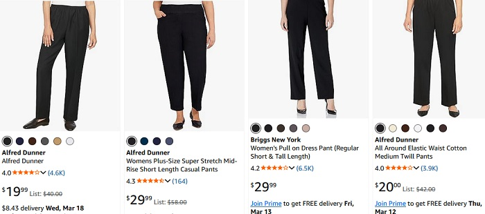 alfred dunner black pants for women