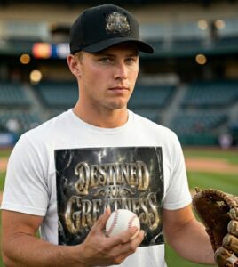 destined for greatness designer shirt and hat worn by a baseball player