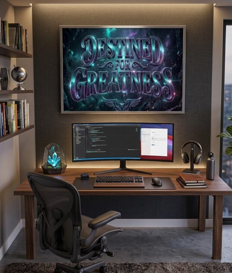 purple and teal destined for greatness wall art decor